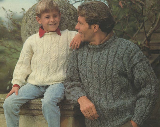 Aran Sweater Knitting Pattern PDF Mens, Womens, Boys and Girls 26, 28, 30, 32, 34, 36 - 38, 40 and 42 - 44 inch chest, Family Aran Patterns