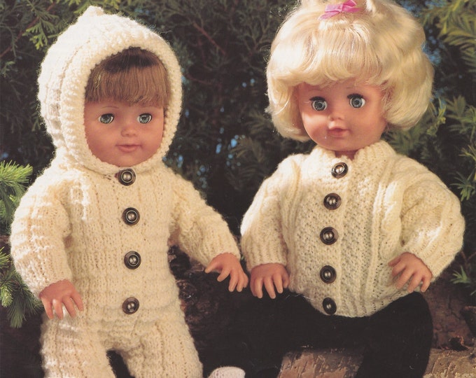 Dolls Clothes Knitting Pattern PDF for 15 inch doll, Doll Outfit, Jacket, Ski Pants, Snow Suit, Socks, DK 8 ply Yarn, Vintage Knit Patterns