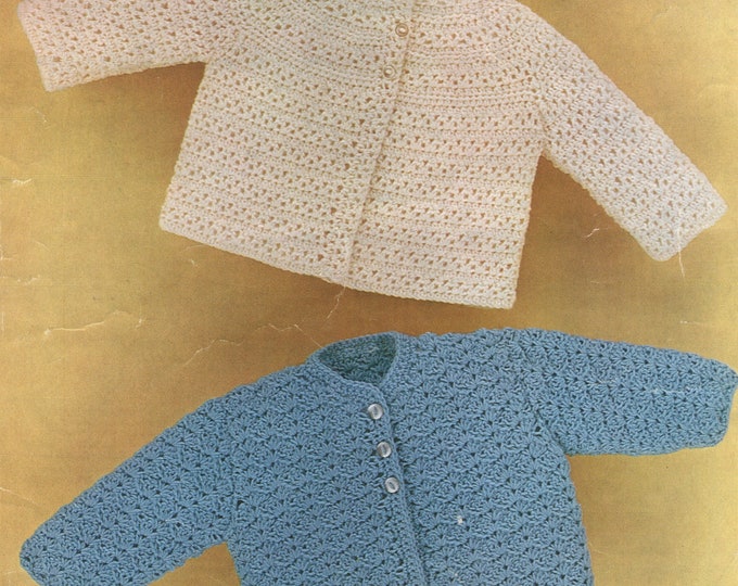 Babies Matinee Coat Crochet Pattern PDF in 2 Designs, Baby Boys or Girls 16, 18 and 20 inch chest, Vintage Crochet Patterns for Babies