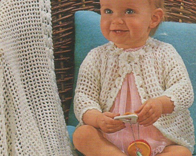 Babies Matinee Jacket and Shawl Crochet Pattern PDF Baby Boys or Girls 20 inch chest, Vintage Crochet Patterns for Babies, epattern Download