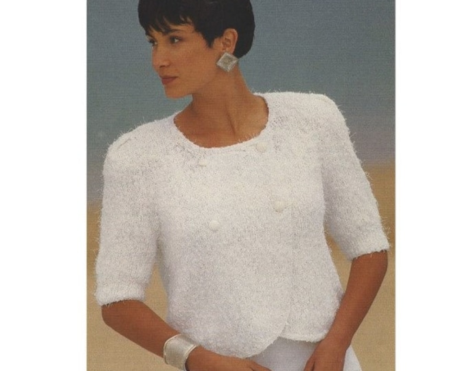 Womens Jacket Knitting Pattern PDF Ladies 28, 30, 32, 34, 36, 38, 40 and 42 inch chest, Short Sleeves, Vintage Knitting Pattern for Women