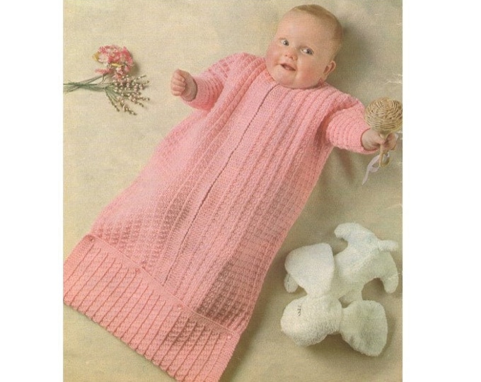 Babies Sleeper Knitting Pattern PDF Baby Boys or Girls Sleeping Bag, Vintage Knitting Patterns for Babies, epattern Download