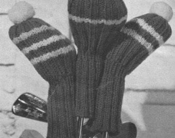 Golf Club Covers Knitting Pattern PDF Vintage Gift Knitting Patterns for the Golfers