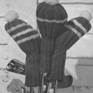 Golf Club Covers Knitting Pattern PDF Vintage Gift Knitting Patterns for the Golfers