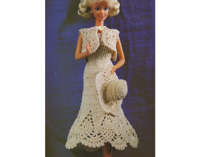 Dolls Clothes Crochet Pattern PDF for 11 - 12 inch doll, Dolls Outfit, Barbie, Sindy, Fashion Dolls, Vintage Crochet Patterns for Dolls