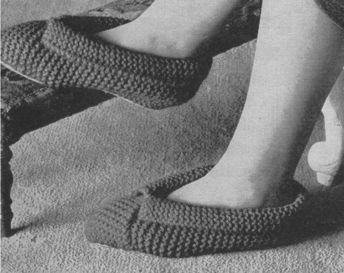 Slippers and Bedsocks Knitting Pattern PDF Ladies and Mens, Bed Socks and Slipper Tops, Vintage Knitting Patterns, epattern Download