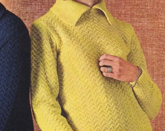 Womens Sweater Knitting Pattern PDF Ladies 32, 34, 36, 38 , 40 and 42 inch bust, Patterned Jumper with Collar, Knitting Patterns for Women