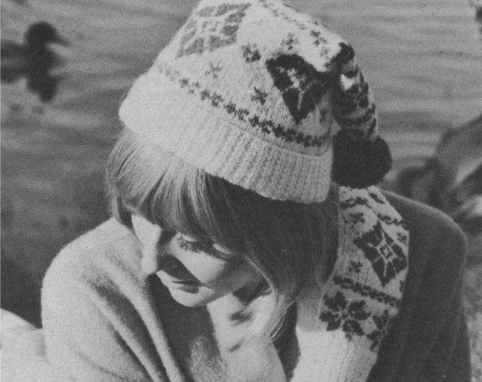 Womens Fair Isle Hat and Mittens Knitting Pattern PDF, Ladies Winter Nordic Style Mitts, e-patterns Download