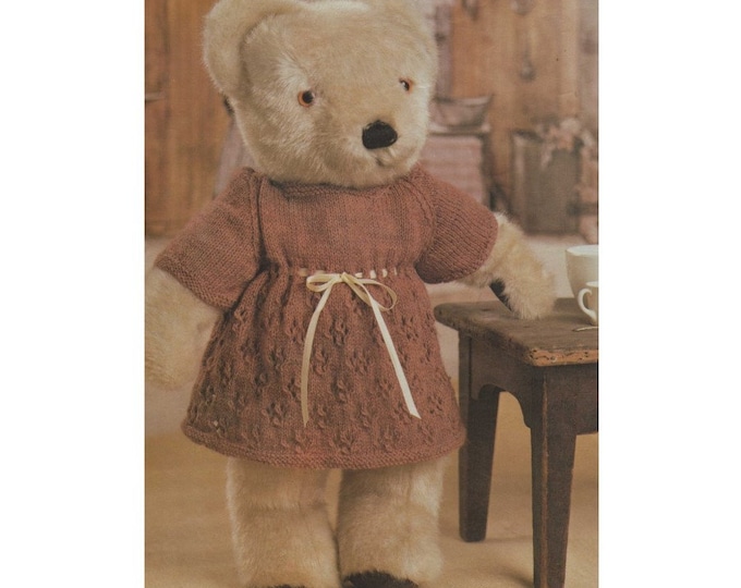 Teddy Bear Dress Knitting Pattern PDF Teddy Bears Clothes for 14 - 16 and 18 - 21 inch high Teddy with 12 - 14 and 17 - 19 inch chest, pdf