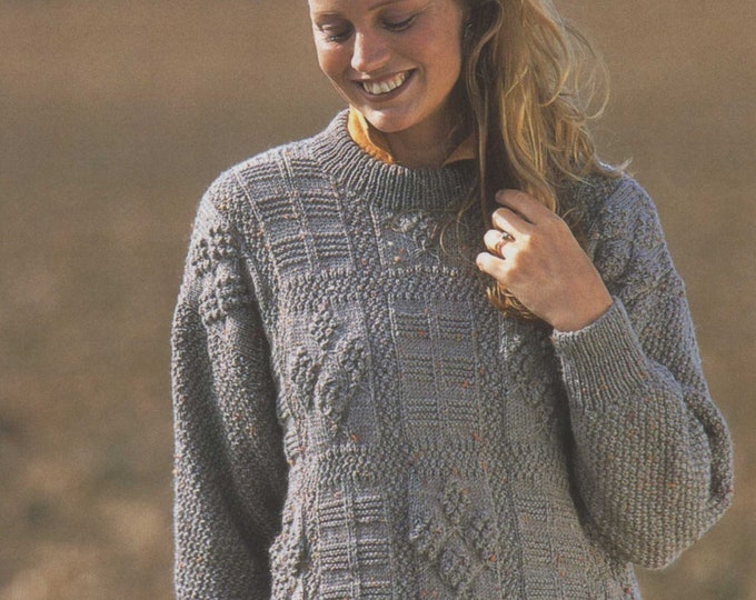 Womens Tunic Sweater Knitting Pattern PDF Ladies Long Jumper, Patterned Tunic, Vintage Knitting Patterns for Women, e-pattern Download