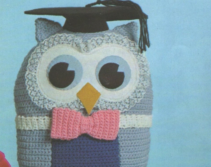 Owl Toy Crochet Pattern PDF, Owl Mascot, Student Mascot, Professor Owl Toy, Teachers Pet Owl Toy, Vintage Toy Crochet Patterns, Download