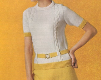 Womens Suit Knitting Pattern PDF Ladies 32, 34, 36 & 38 inch bust, Sweater and Skirt, Jumper with Short Sleeves, Knitting Patterns for Women