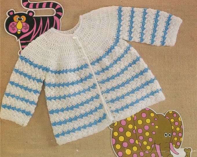 Babies Matinee Coat Crochet Pattern PDF in 2 Designs Baby Boys or Girls 17 and 18 inch chest, Jacket, Vintage Crochet Patterns for Babies