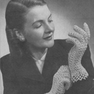 Womens Gloves Knitting Pattern PDF with Crocheted Cuff, Ladies Lacy Gloves, Weddings Gloves, Bride and Bridesmaid Gloves, epattern Download