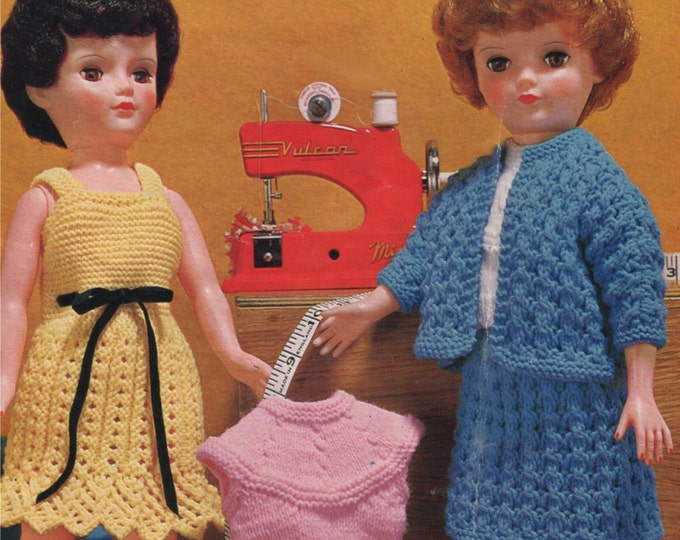 Dolls Clothes Knitting Pattern PDF for 16 and 20 inch Doll, Dolls Outfit Pattern, Roddy and Toni Dolls, Vintage Knitting Patterns for Dolls