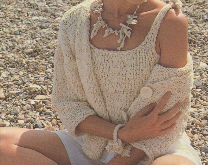 Womens Rag Jacket and Top Knitting Pattern PDF Ladies 34 - 38 inch chest, Vest Top, Cardigan, Vintage Knitting Patterns for Women, Download