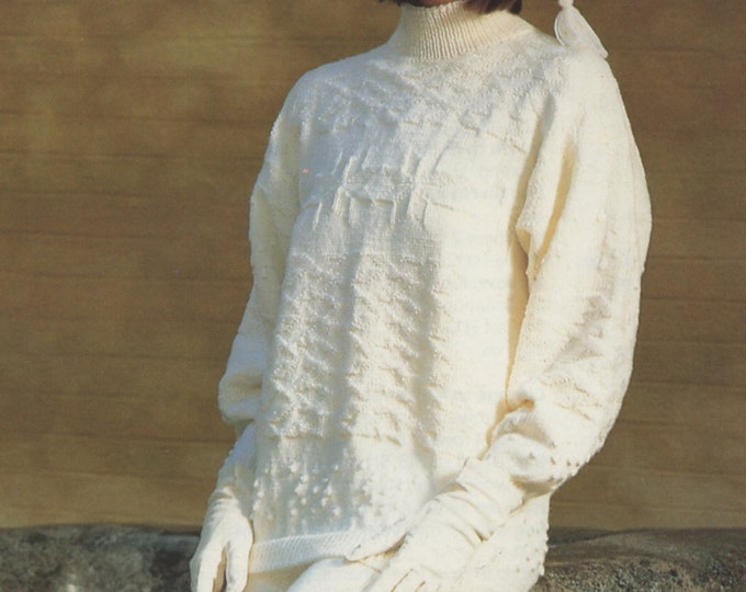 Womens Sweater Knitting Pattern PDF Ladies 32 - 34, 36 - 38 and 40 - 42 inch bust, Snowflake Patterned Jumper, Knitting Patterns for Women