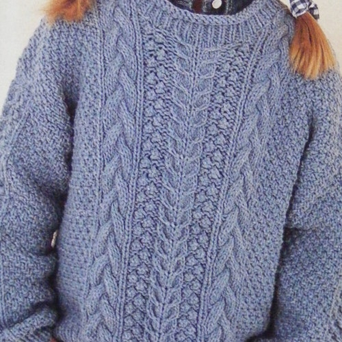 Childrens Aran Sweater Knitting Pattern PDF Boys or Girls 20 Etsy UK