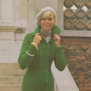 Womens Jacket Knitting Pattern PDF Ladies 34, 36, 38 and 40 inch chest,  Long Cardigan, Vintage Knitting Patterns for Women, Download