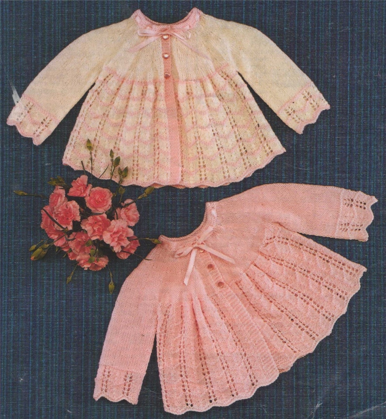 Babies Matinee Jacket Knitting Pattern PDF Baby Girls 17 18 Etsy UK