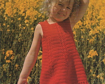 Vintage Crochet Sundress Pattern – Toddler Girl's Dress (20-22 inch) (PDF Download)