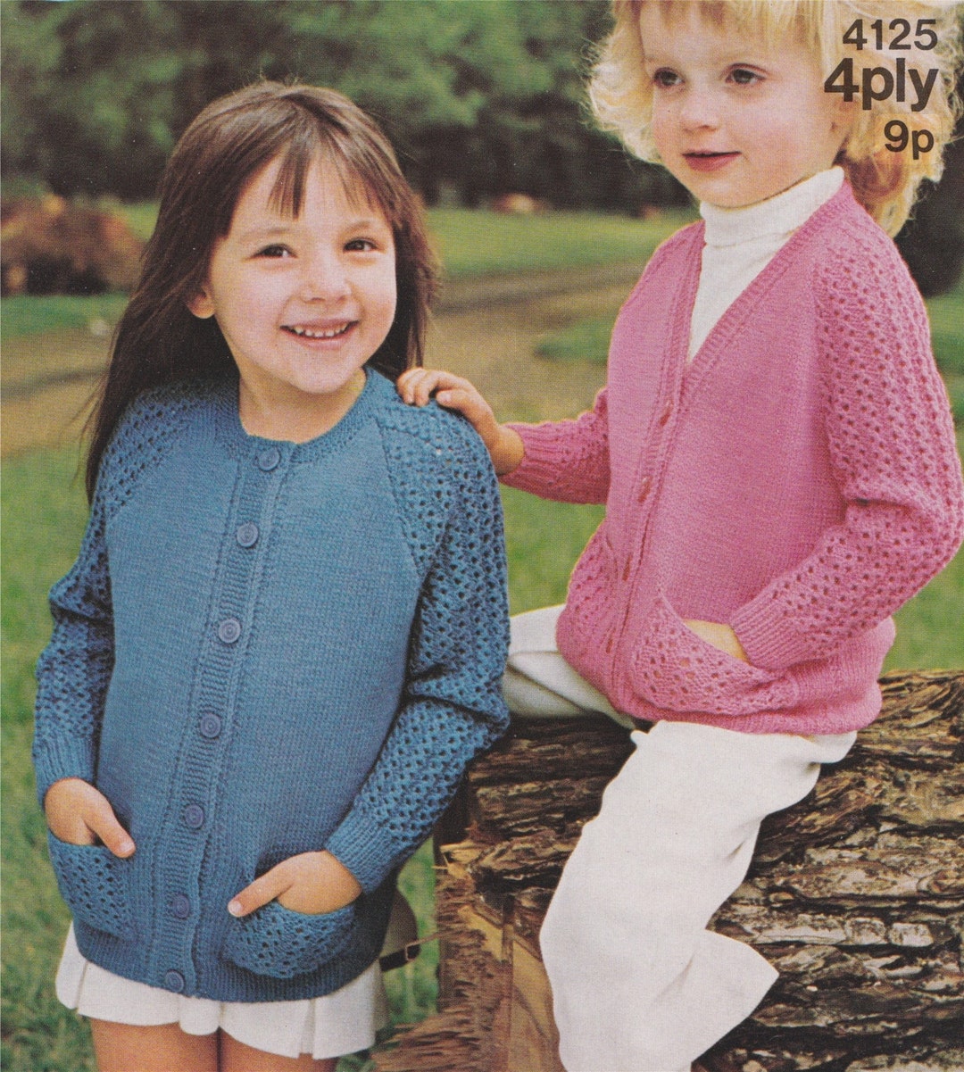 Girls Cardigan Knitting Pattern PDF Childrens and Toddlers 22 and 24 ...