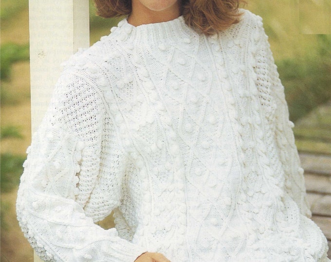 Womens Tunic Sweater Knitting Pattern PDF Ladies 34 - 36 and 38 - 40 inch bust, Patterned Long Jumper, Vintage Knitting Patterns for Women