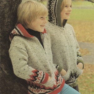 Fair Isle Zip Jacket with Hood Knitting Pattern PDF Boys or Girls, Kids 26, 28, 30 & 32 inch chest, Vintage Knitting Patterns for Children