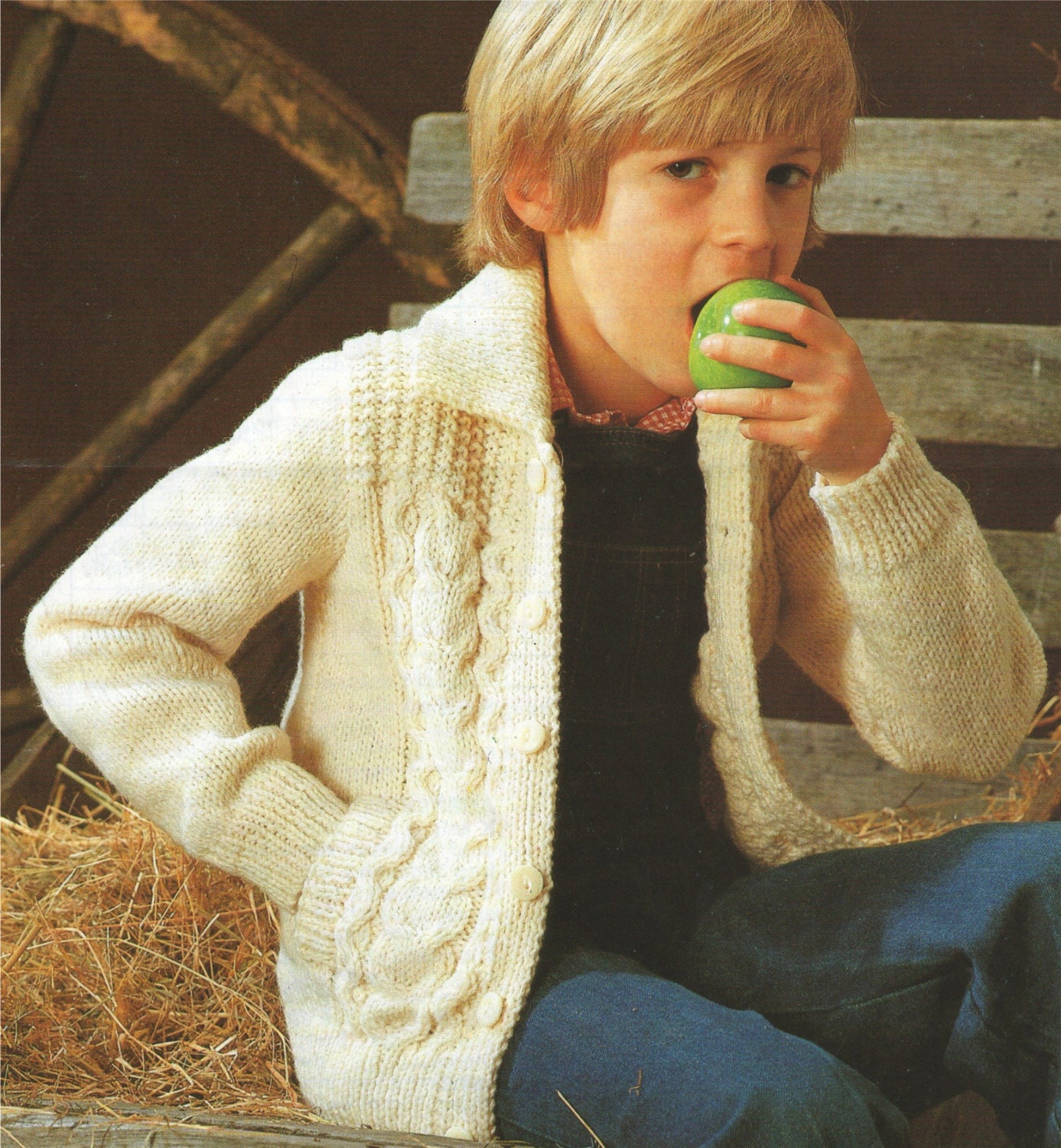 Childrens Aran Cardigan Knitting Pattern PDF Boys or Girls 20, 22, 24 ...