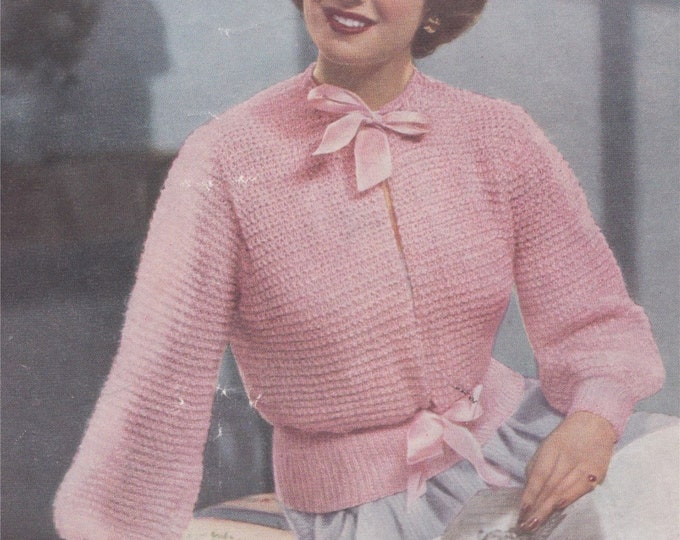 Womens Bed Jacket Knitting Pattern PDF Ladies 34 - 36 inch bust, Bed Cardigan, Vintage Knitting Patterns for Women