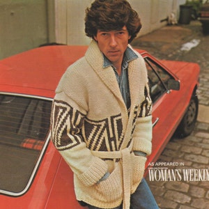 Starsky Style Belted Cardigan Knitting Pattern PDF Unisex 38, 40 and 42 inch chest, Retro Starsky and Hutch Jacket, epattern Download