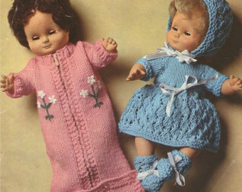 Vintage 12 Inch Baby Doll Clothes Knitting Pattern (PDF)