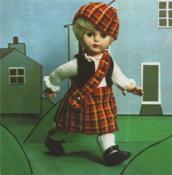 18 Inch Doll Clothes Knitting Pattern, Scottish Outfit (PDF Download)