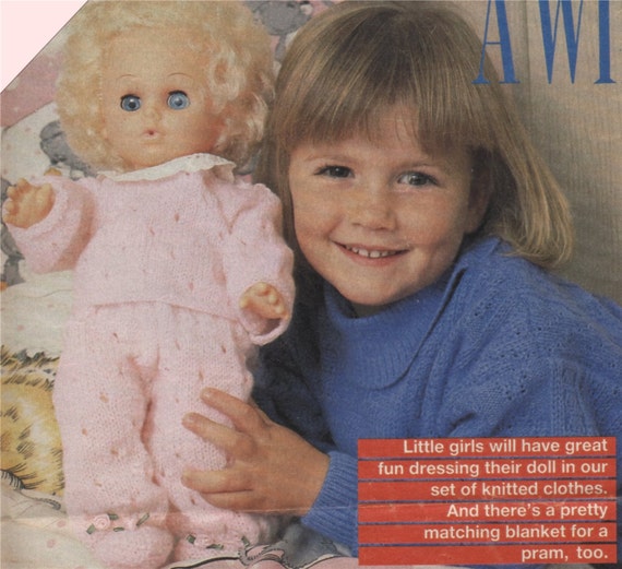 Instant PDF Digital Download premature baby doll sweater trousers beret knitting pattern 1420 1461