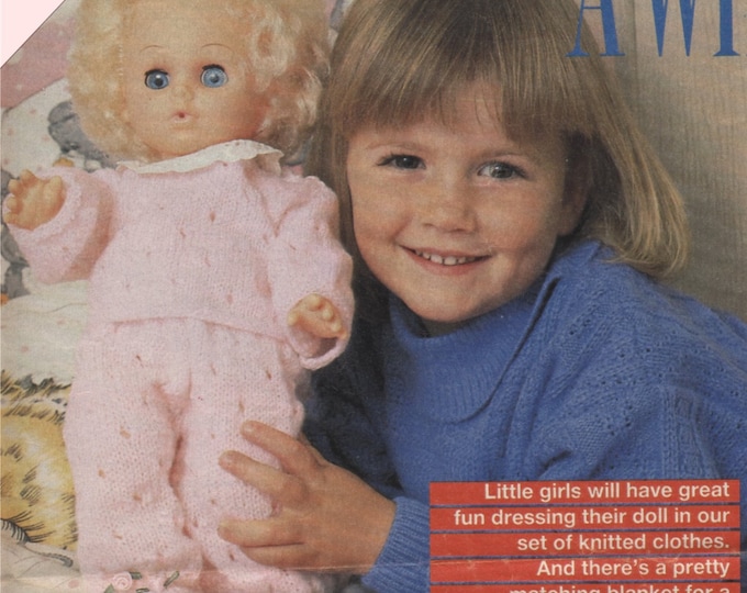 Dolls Clothes Knitting Pattern PDF for 14 inch Baby Doll, Teeny Tiny Tears, Berenguer Dolls, Vintage Knitting Patterns for Dolls, Download