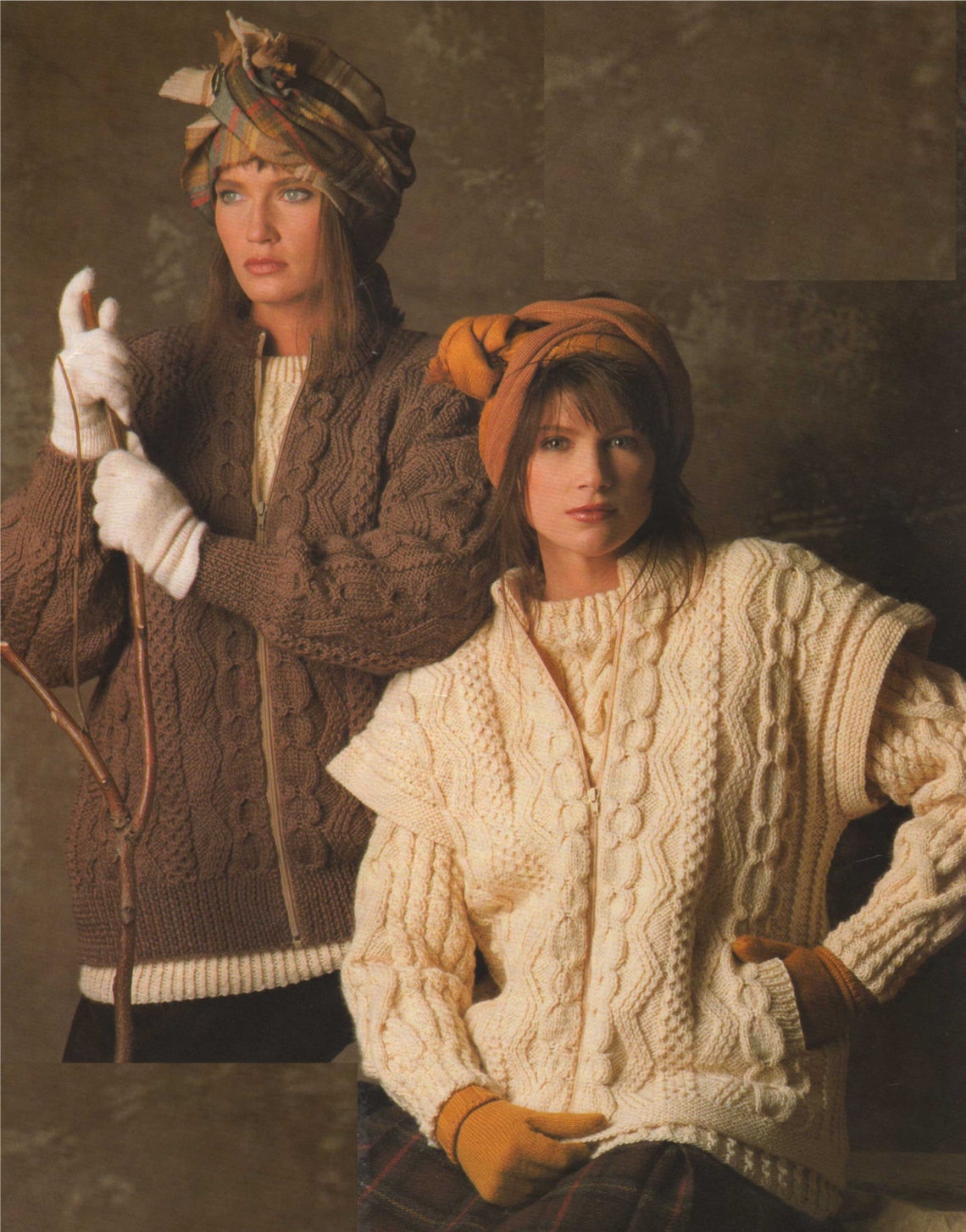 Womens Aran Zip Jacket and Gilet Knitting Pattern PDF Ladies Etsy UK