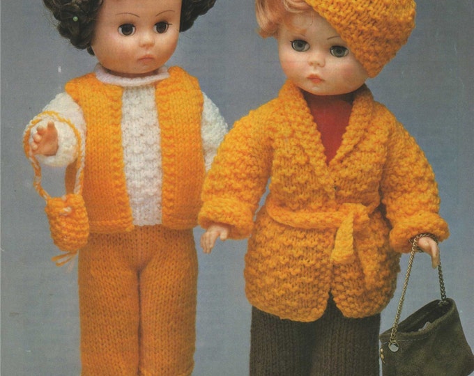 Dolls Clothes Knitting Pattern PDF for 14 inch doll, Dolls Outfit Pattern, Palitoy Miss Selfridge Doll, Vintage Knitting Patterns for Dolls