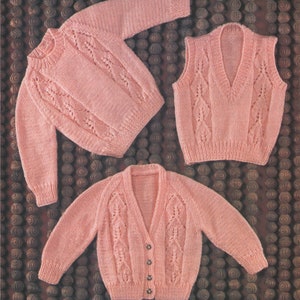 Babies Sweater, Cardigan & Pullover Knitting Pattern PDF Baby Boys or Girls 19, 20, 21, 22 inch chest, Vintage Knitting Patterns for Babies