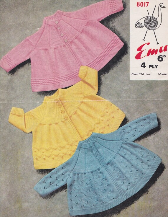 Babies Matinee Coat Knitting Pattern PDF in 3 Designs for Baby - Etsy