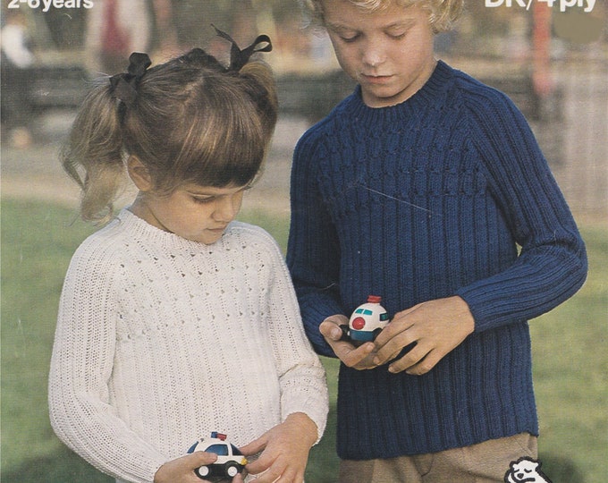 Childrens Sweater / Jumper Knitting Pattern PDF Boys or Girls 22, 24 and 26 inch chest, 2 - 6 years, Vintage Knitting Patterns for Children
