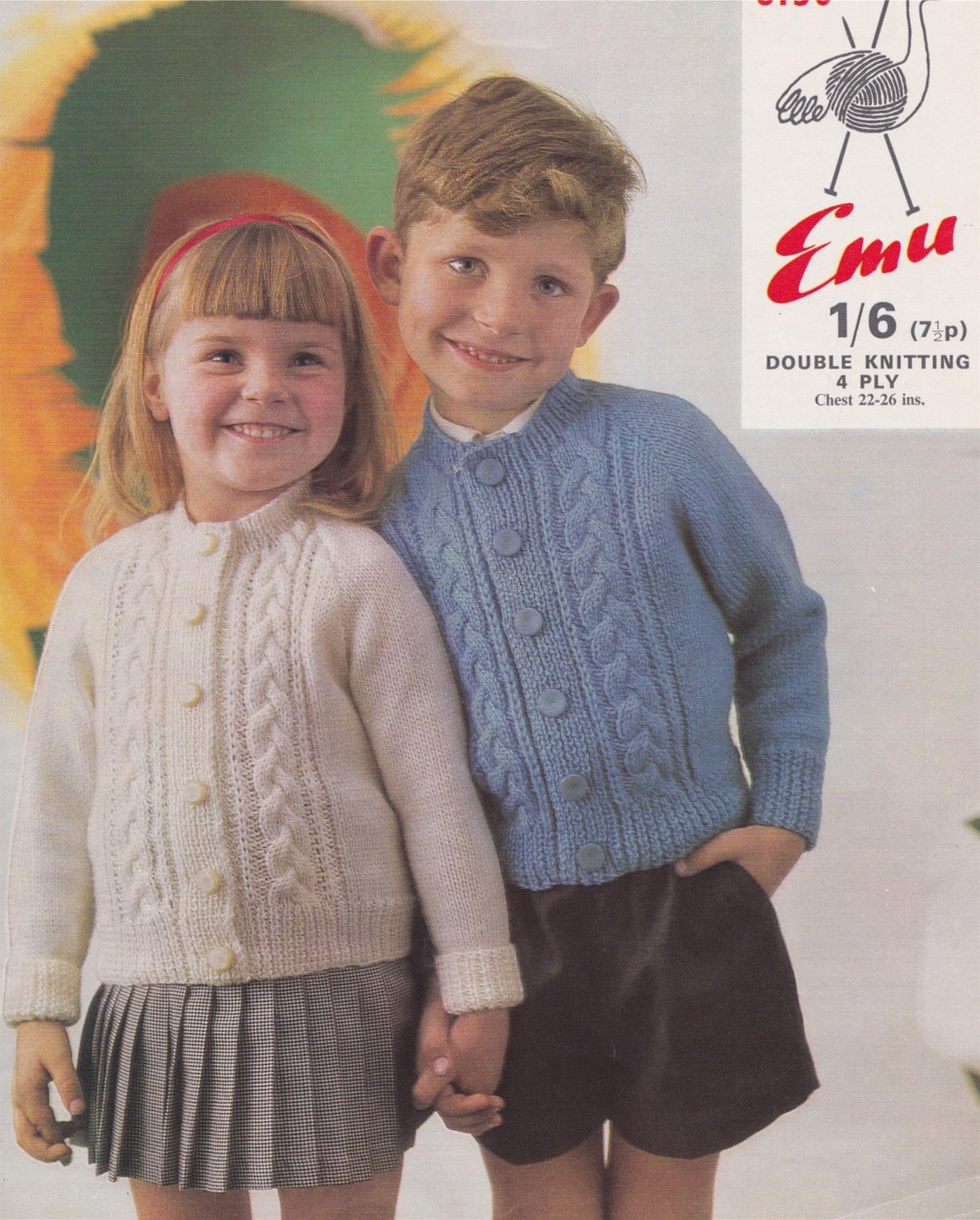 Childrens Cardigan Knitting Pattern PDF Boys or Girls 22, 23, 24, 25 and 26 Inch Chest, 4 Ply or