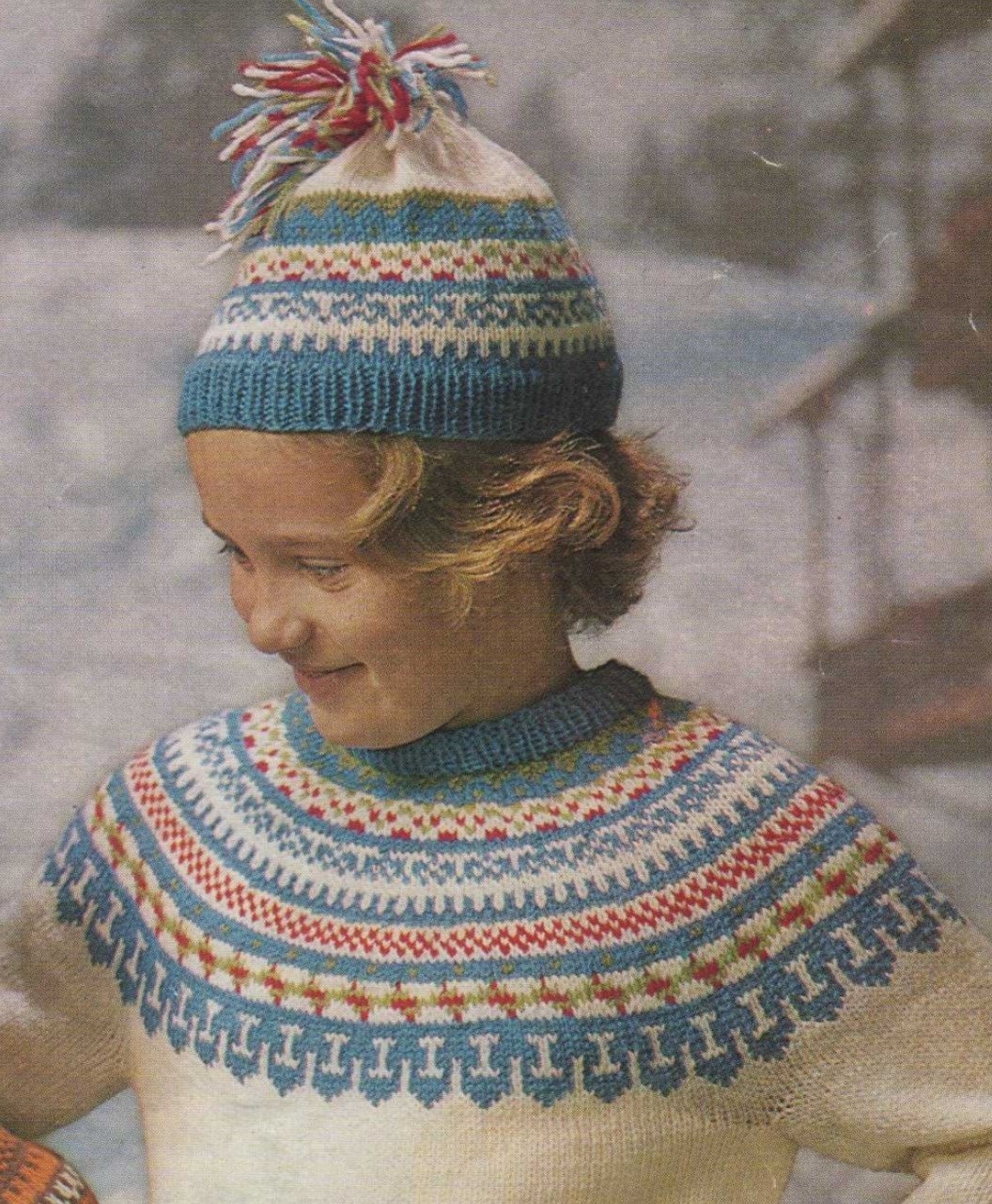 Childrens Fair Isle Sweater and Hat Knitting Pattern PDF Boys or Girls