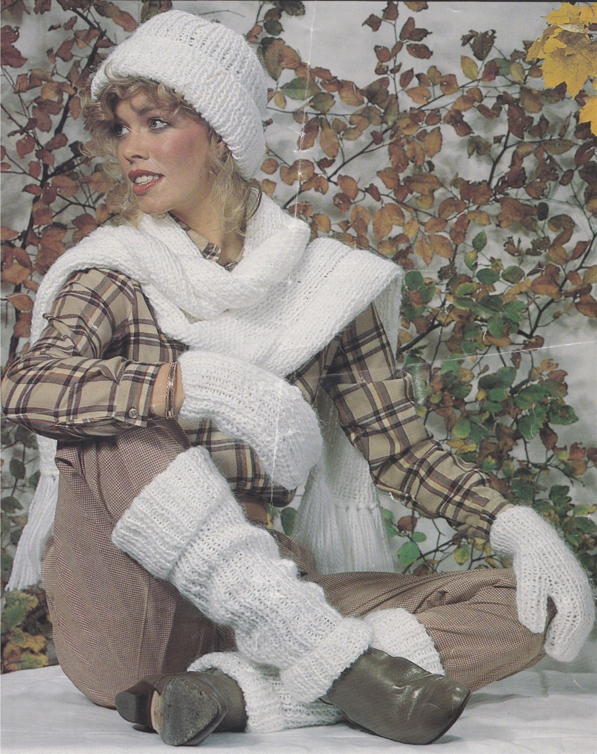 Hat, Leg Warmers, Mittens & Scarf Knitting Pattern PDF Legwarmers, Boot  Cuffs, Womens and Girls 8 - 10 years, Chunky Yarn, epattern Download