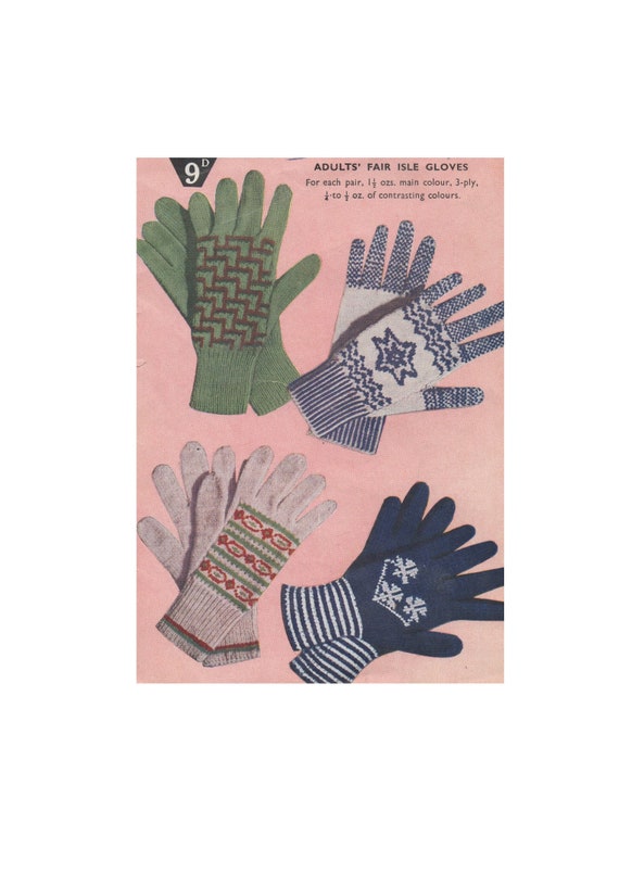 Ladies//Womens Fairisle Patterned Winter Gloves