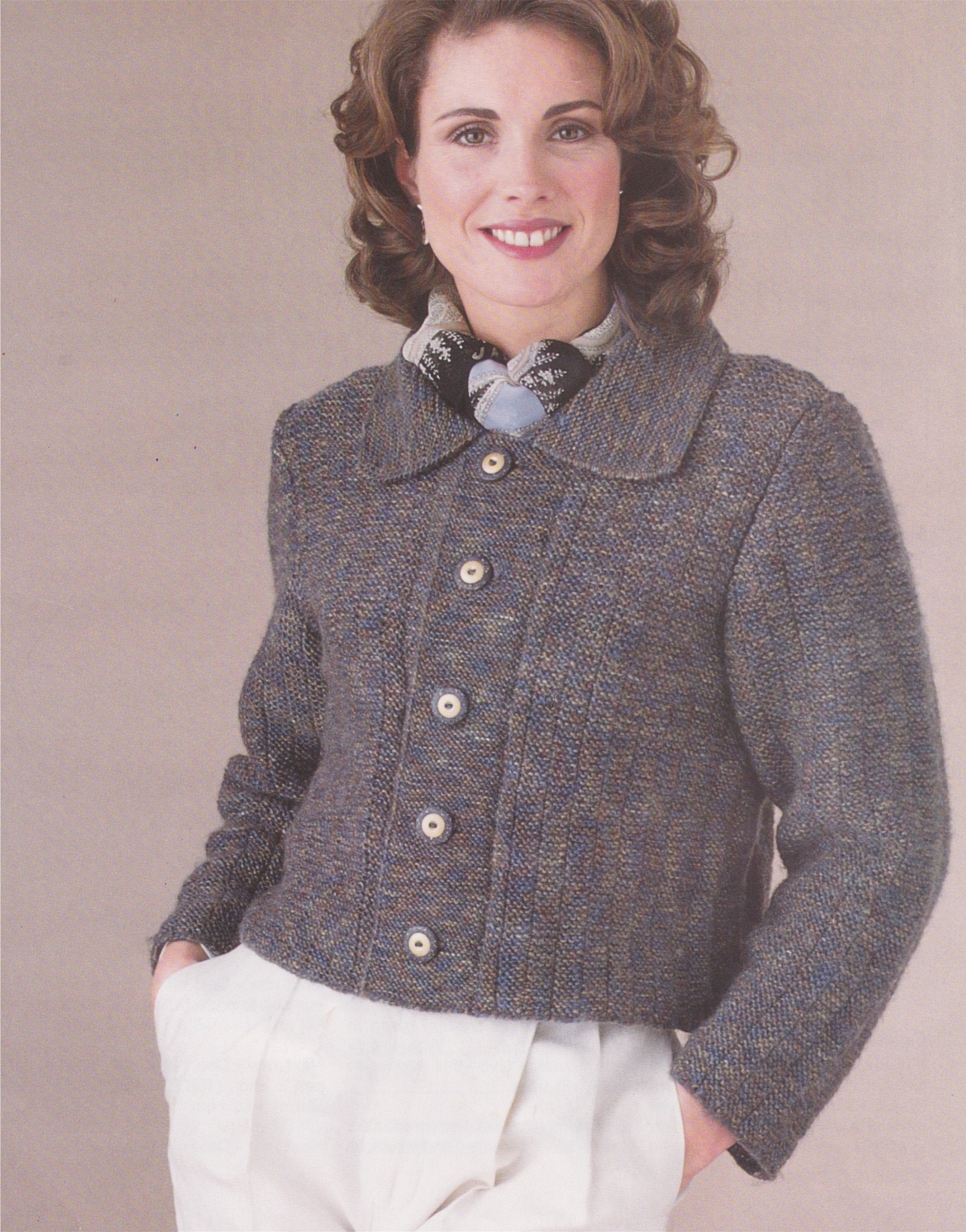 Short Box Style Jacket Knitting Pattern PDF 32, 34, 36, 38, 40 and 42 inch bust, Plus Size, DK 8 ply Yarn, Vintage Knit Patterns