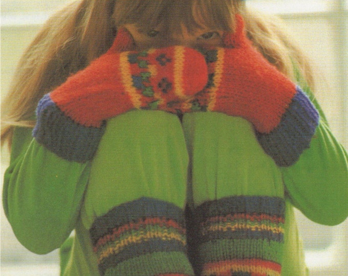 Childrens Fair Isle Socks, Hat and Mittens Knitting Pattern PDF Boys or Girls age 3 - 5 years, Vintage Knitting Patterns for Children