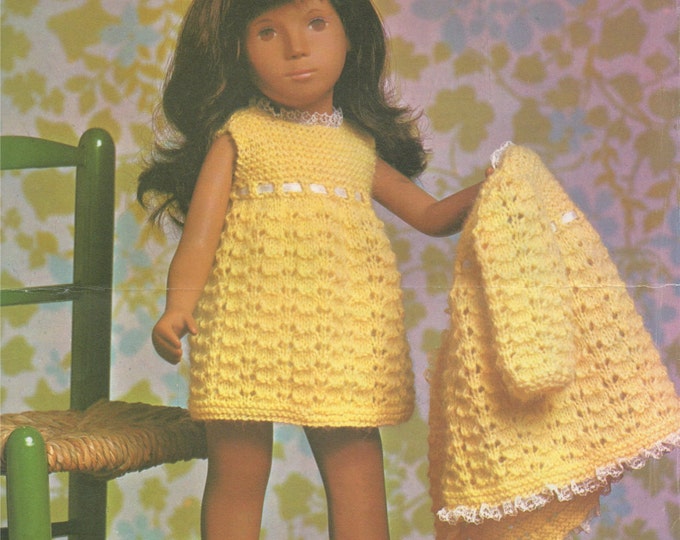 Dolls Clothes Knitting Pattern PDF for 17 - 18 inch Doll, Nightdress and Housecoat, Sasha Doll, Crissy, Sheena, Doll Outfit Pattern Download