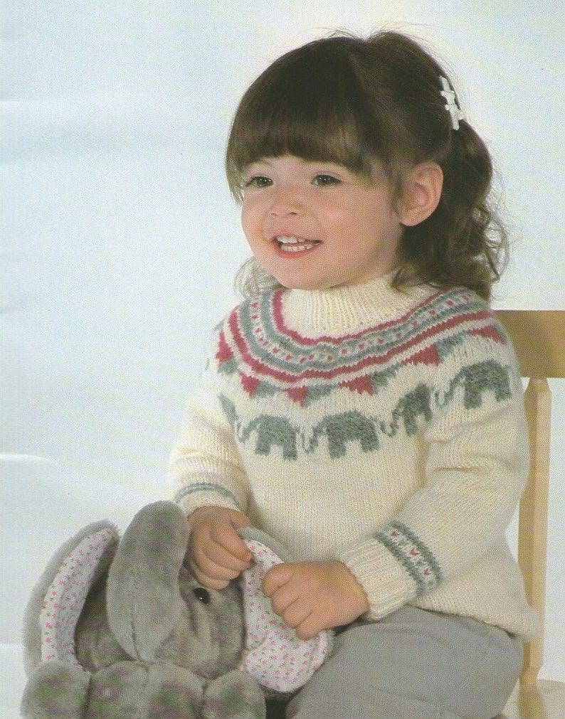 Elephant Fair Isle Sweater Knitting Pattern PDF Boys or Girls Etsy Canada