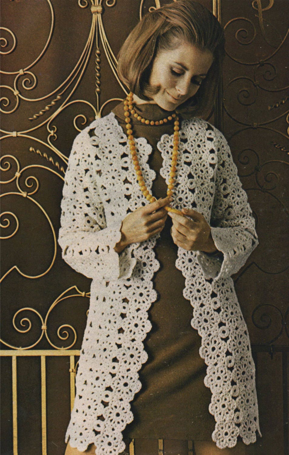 未使用★Ameri★CROCHET LIKE JACKET SET COAT★ Womens Aran Coat Crochet Pattern PDF Ladies 34 - 36 Inch