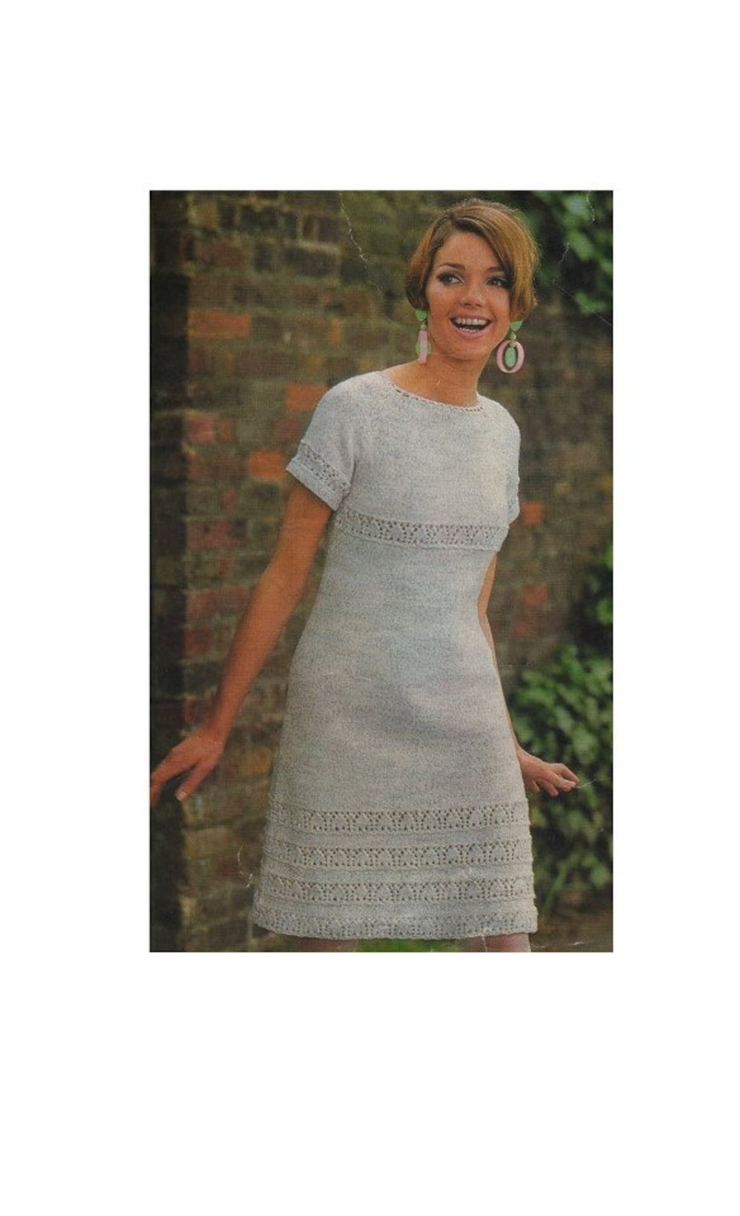 Womens Dress Knitting Pattern PDF Ladies 34 42 Inch Chest, Short Sleeves, Knitted Dress Pattern